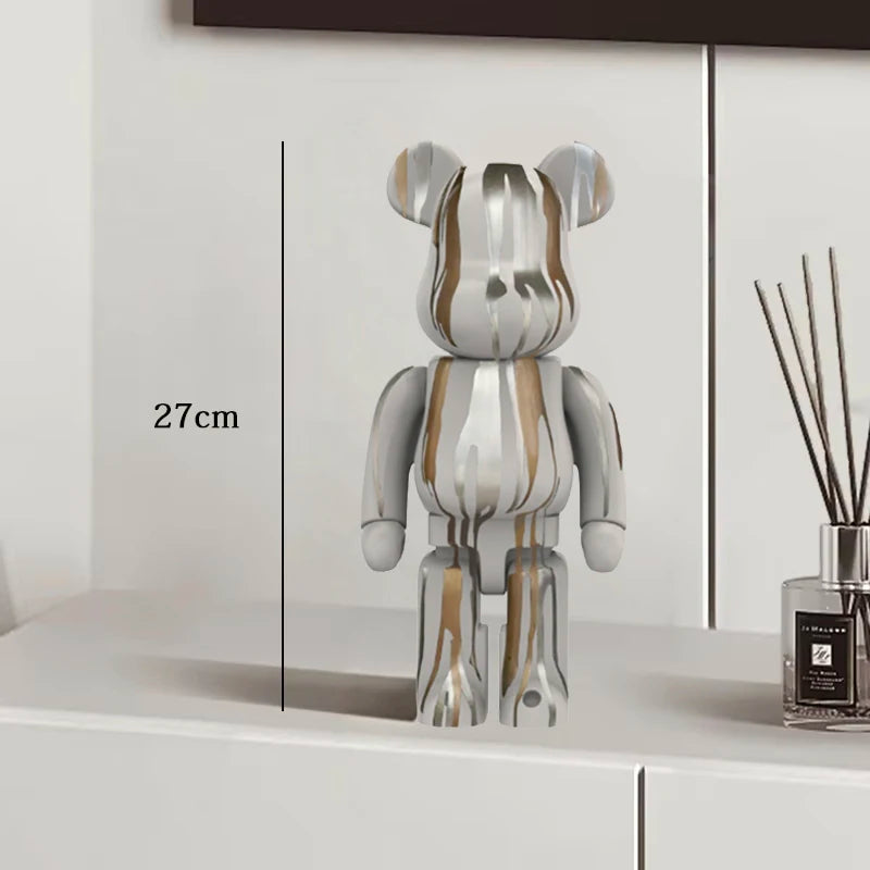 27cm Graffiti Bear Statue – Colorful Resin Paint Block Bear Decor for Home, Office & Living Room