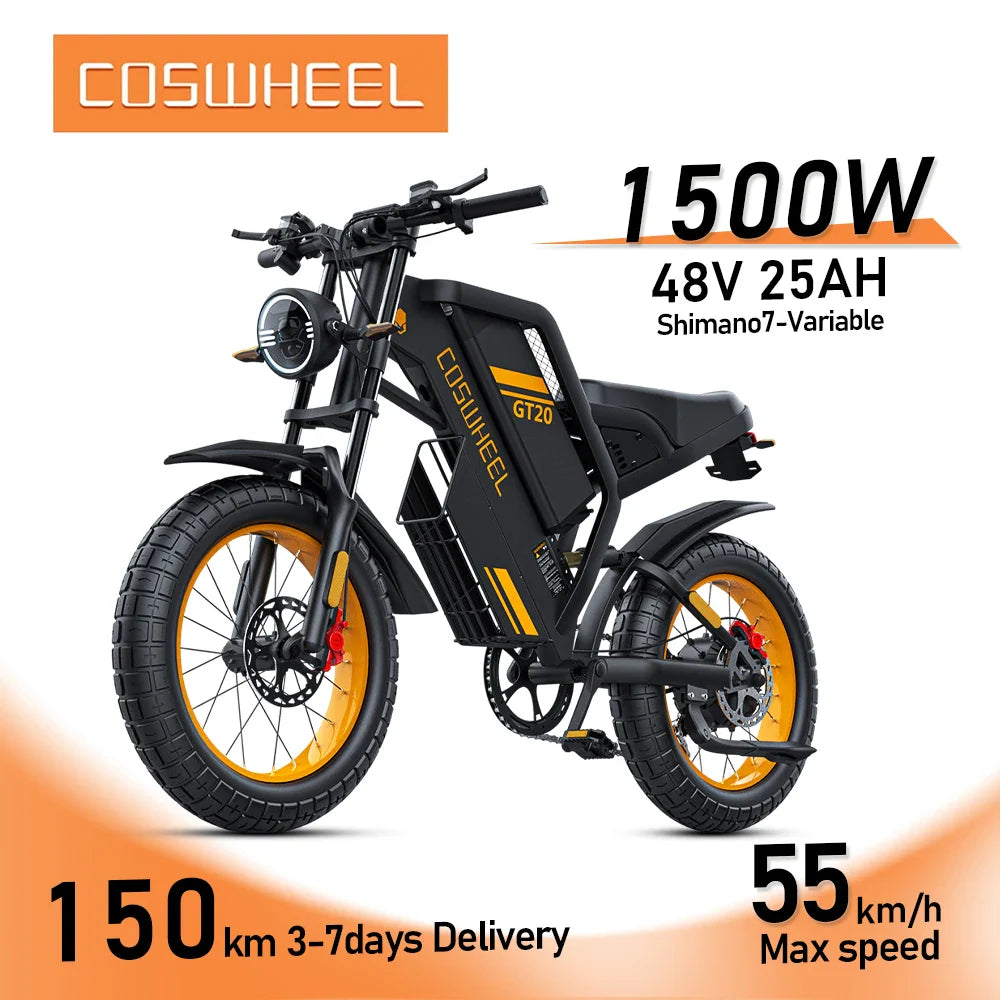 “Coswheel GT20 20” Adult Electric Mountain Bike – 48V Fat Tire eBike”