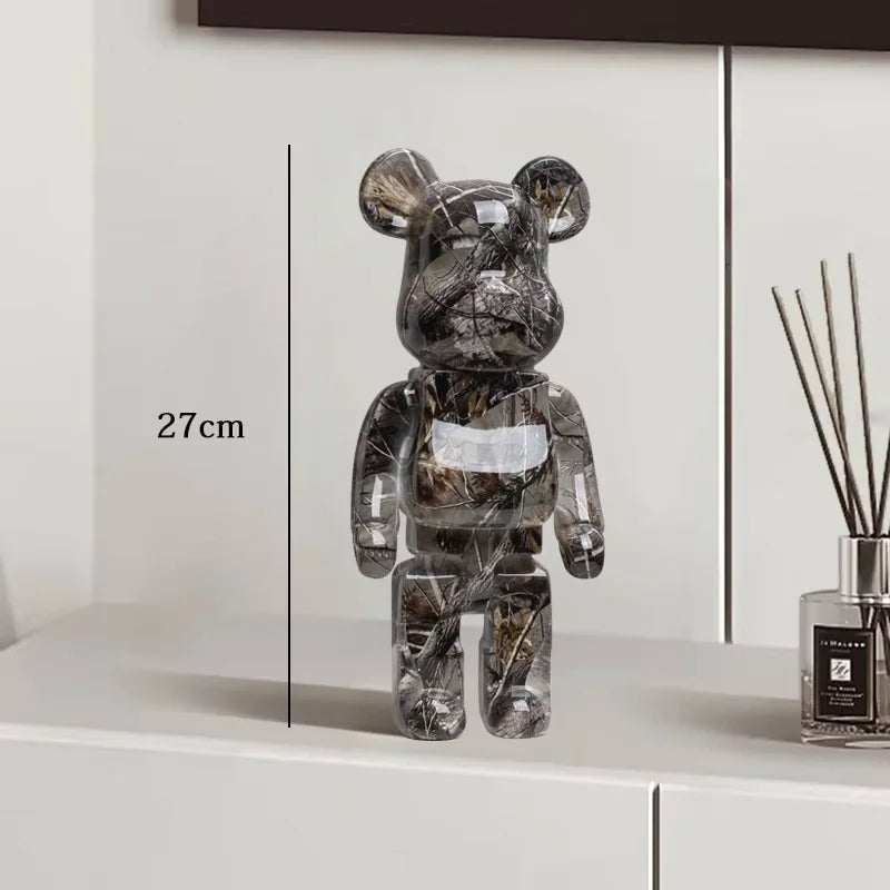 27cm Graffiti Bear Statue – Colorful Resin Paint Block Bear Decor for Home, Office & Living Room