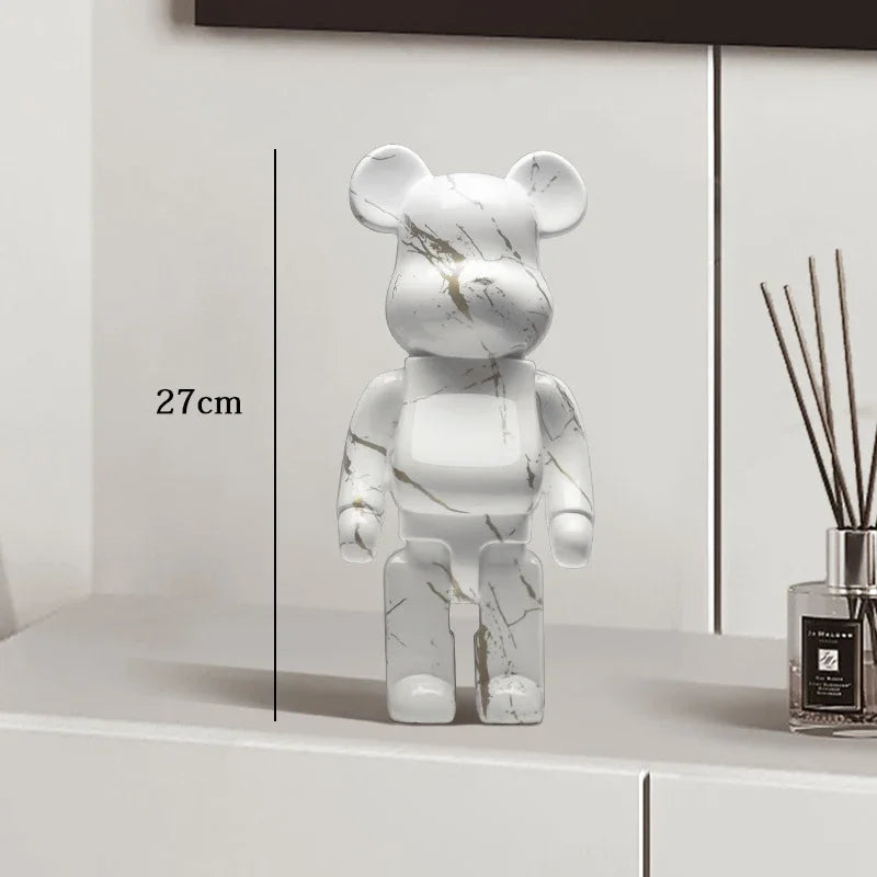 27cm Graffiti Bear Statue – Colorful Resin Paint Block Bear Decor for Home, Office & Living Room