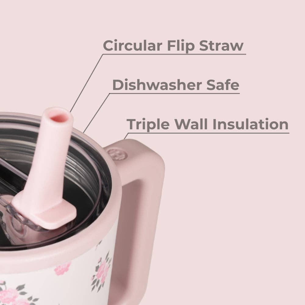 Back to School Personalized Wildrose Floral 20oz Hydrojug™ – Laser Engraved Tumbler with Flip Straw