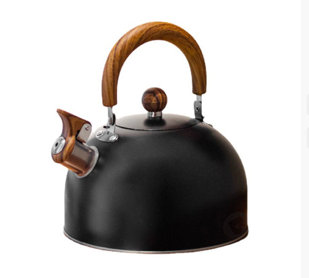 Stainless Steel Sky Gray Whistle Kettle with Folding Handle – Fast Boil, Heat-Resistant Design