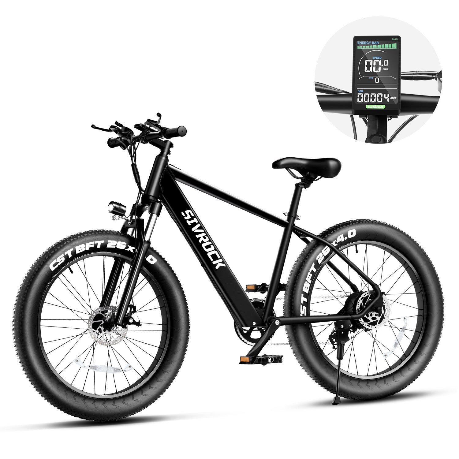 I Got It First 1000W electric fat tire bike with black frame and digital display on handlebars
